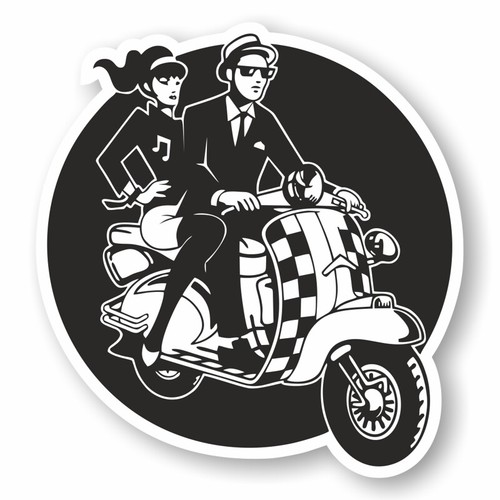 Two tone scooter pvc aufkleber - two,