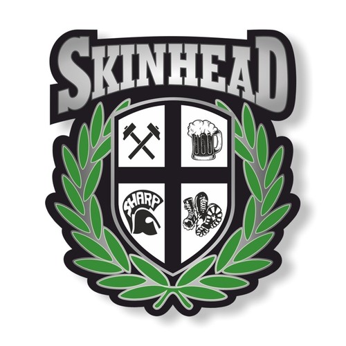 Skinhead wappen pvc aufkleber - skinhead,